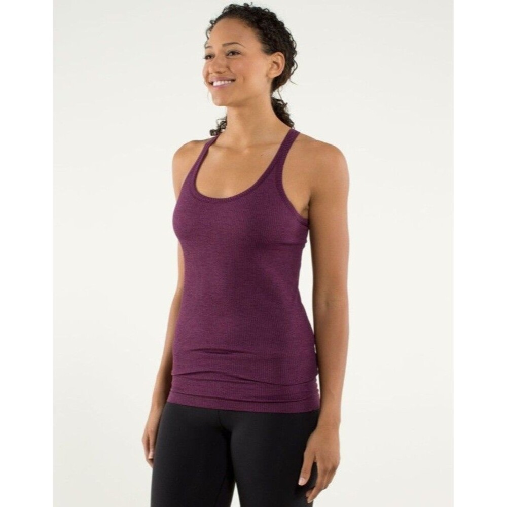 LULULEMON Ebb To Street Tank Top Heathered Plum Size 8 Seamless Stretchy Soft